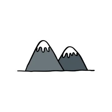 Mountains doodle icon, vector illustration Stock Illustration