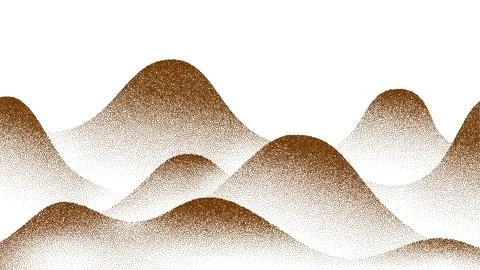Mountains dot noise grain landscape, grainy hills Ilustração Stock