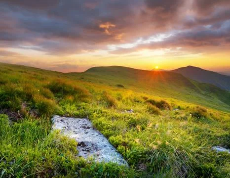 Mountains during sunset Stock Photos