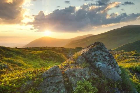 Mountains during sunset Stock Photos