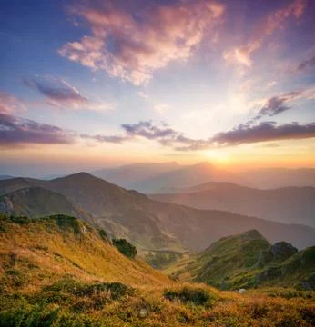 Mountains during sunset Foto stock