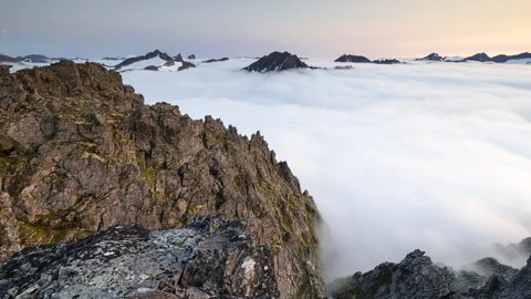 Mountains in the embrace of inversion Stock Footage 250432471