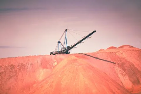 Mountains of empty ore when mining potassium. Stock Photos