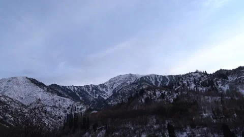Mountains in the evening in winter. Alatau, Kazakhstan Stock Footage 147572353