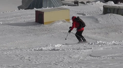 The mountains. An experienced climber training on skis. Elbrus. Eco travel. Stock Footage 52364056