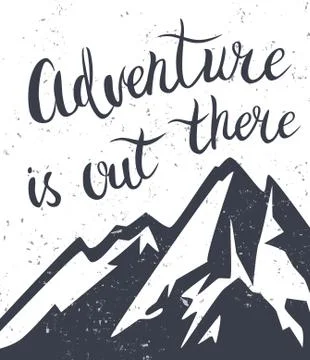 Mountains exploration poster Stock Illustration