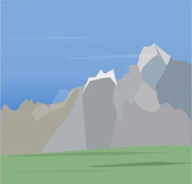 Mountains with falling snow Illustrazione stock