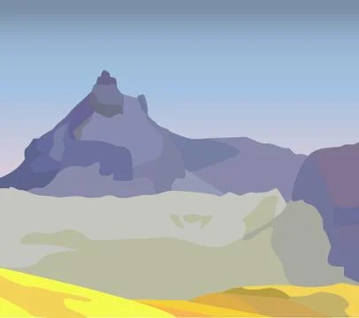 Mountains with falling snow Stock Illustration
