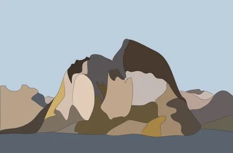 Mountains with falling snow Illustrazione stock