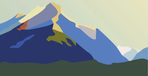 Mountains with falling snow Stock Illustration