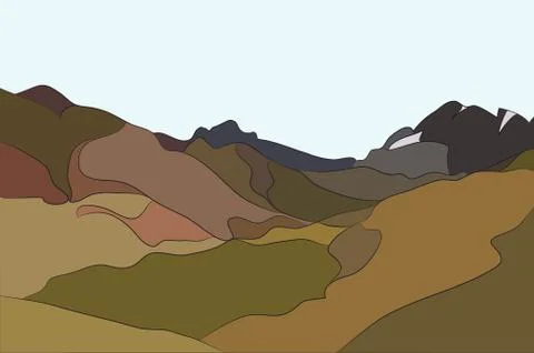 Mountains with falling snow Stock Illustration