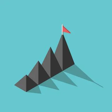 Mountains, flag, goal concept Stock Illustration