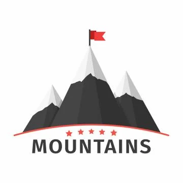Mountains with Flag Illustrazione stock