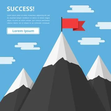Mountains with Flag Stock Illustration