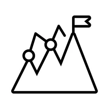 Mountains with flag in white background Stock Illustration
