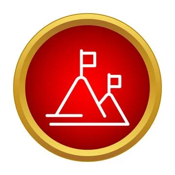 Mountains with flags representing achievement and success icon Stock Illustration