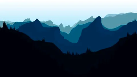 Mountains in a flat design Stock Illustration