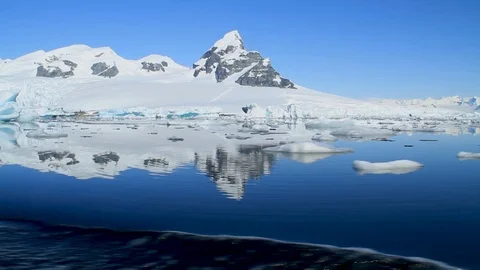 Mountains floating ice and glaciers in Antarctica Stock Footage 88286246