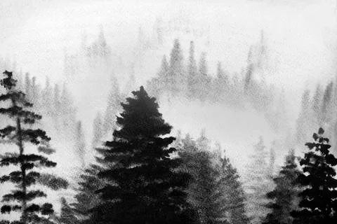 Mountains in the fog Stock Illustration