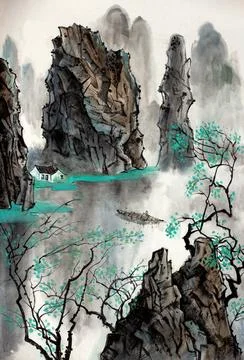 Mountains in the fog Stock Illustration
