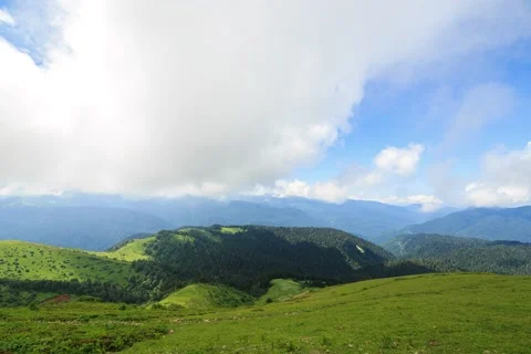 Mountains with forest and clouds. Time Lapse. Sochi, Russia. 4K+ 스톡 동영상 53747572