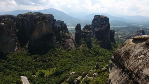 Mountains, forest and clouds, top view Stock Footage 124290622
