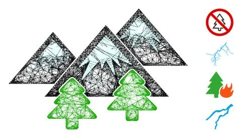 Mountains Forest Web Vector Mesh Illustration Illustrazione stock