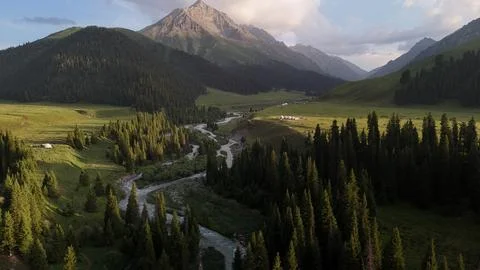 Mountains, Forests, Grasslands,and Streams Stock Photos