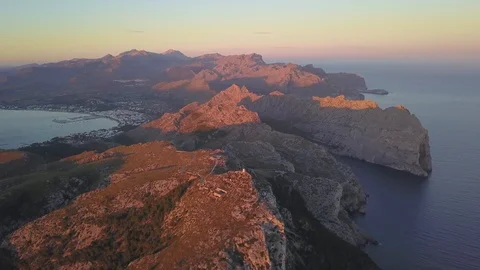 The mountains of Formentor Mallorca during the first minutes of Sunrise Stock Footage 101429199