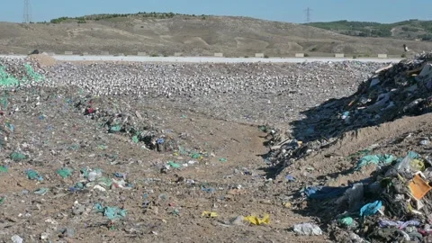 Mountains of garbage in a landfill Stock Footage 162352826
