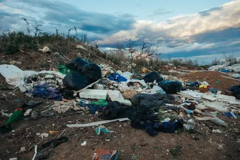 Mountains of garbage on the landfill Stock Photos