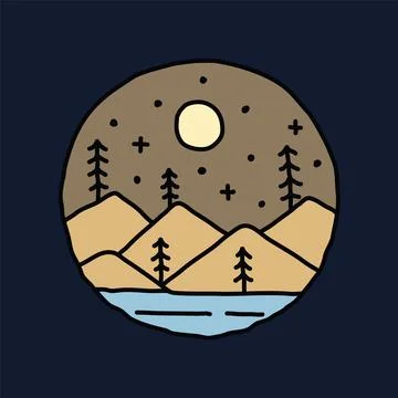 Mountains graphic illustration vector art t-shirt design Stock Illustration