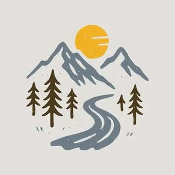 Mountains graphic illustration vector art t-shirt design Stock Illustration