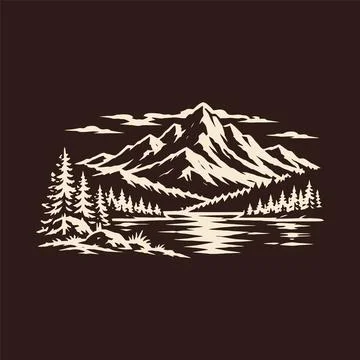 Mountains graphic illustration vector art t-shirt design Stock Illustration