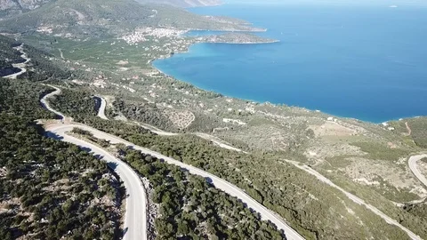 Mountains in Greece with Ocean View 스톡 동영상 88673481