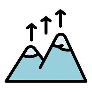 Mountains growing icon vector flat Stock Illustration