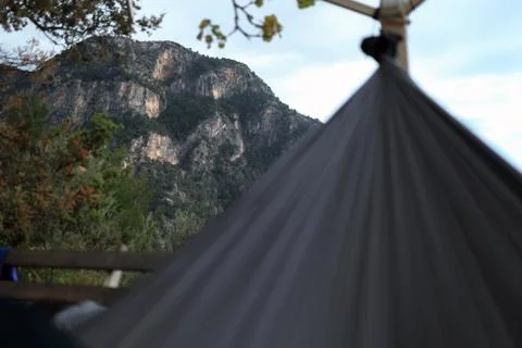 Mountains on hammock background Stock Photos