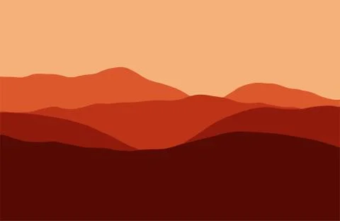 Mountains in the haze at sunset - Vector illustration Stock Illustration