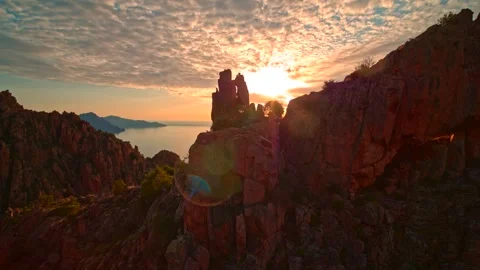 Mountains hills and sunset view A unique sight Drone Shot 4K Slow motion Stock Footage 256281707