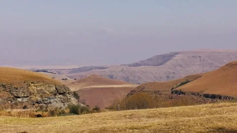 Mountains hills range landscape , desert land area zoom with scarce vegetat.. Stock Footage 304404402