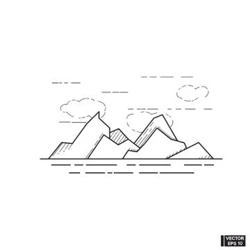 Mountains icon with clouds Ilustração Stock