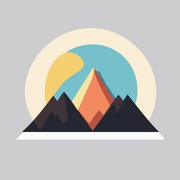 Mountains icon in flat style. Vector illustration of a mountain. Illustrazione stock
