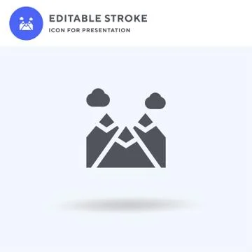 Mountains icon vector, filled flat sign, solid pictogram isolated on white, logo Stock Illustration
