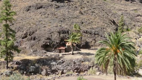 Mountains isolated house in the mountains of Tenerife of the Canary Islands  Stock Footage 164144853