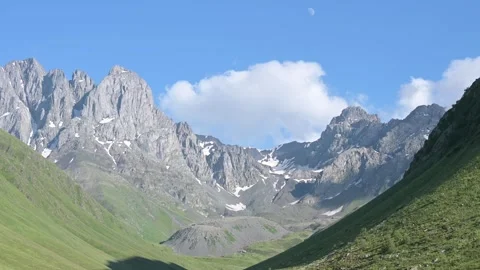 Mountains in Juta Georgia with the clouds movement early in the morning Stock Footage 248380628