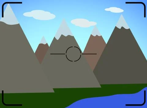 Mountains lake clouds Stock Illustration