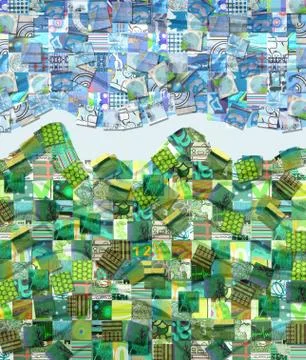 Mountains Landscape Background made with Small Illustrations Stock Illustration