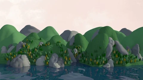 Mountains Landscape Cartoon Stock Footage 122813408