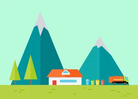Mountains Landscape in Flat Stock Illustration