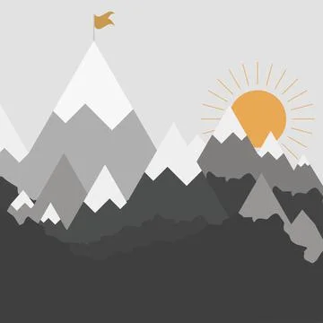 Mountains landscape in flat style, stylish design Stock Illustration